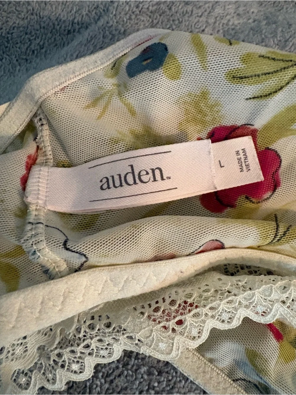 Auden Unlined Bralette Watercolor Floral Print Large Semi-Sheer No Underwire